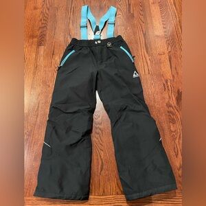 Gerry Youth Kids Size Medium 10/12 Black Snow Pants with Blue Overall Straps